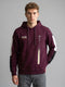 Men Maroon Solid Hooded Full Sleeve Sweatshirt