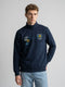 Men Blue Printed Turtle Neck Full Sleeve Sweatshirt