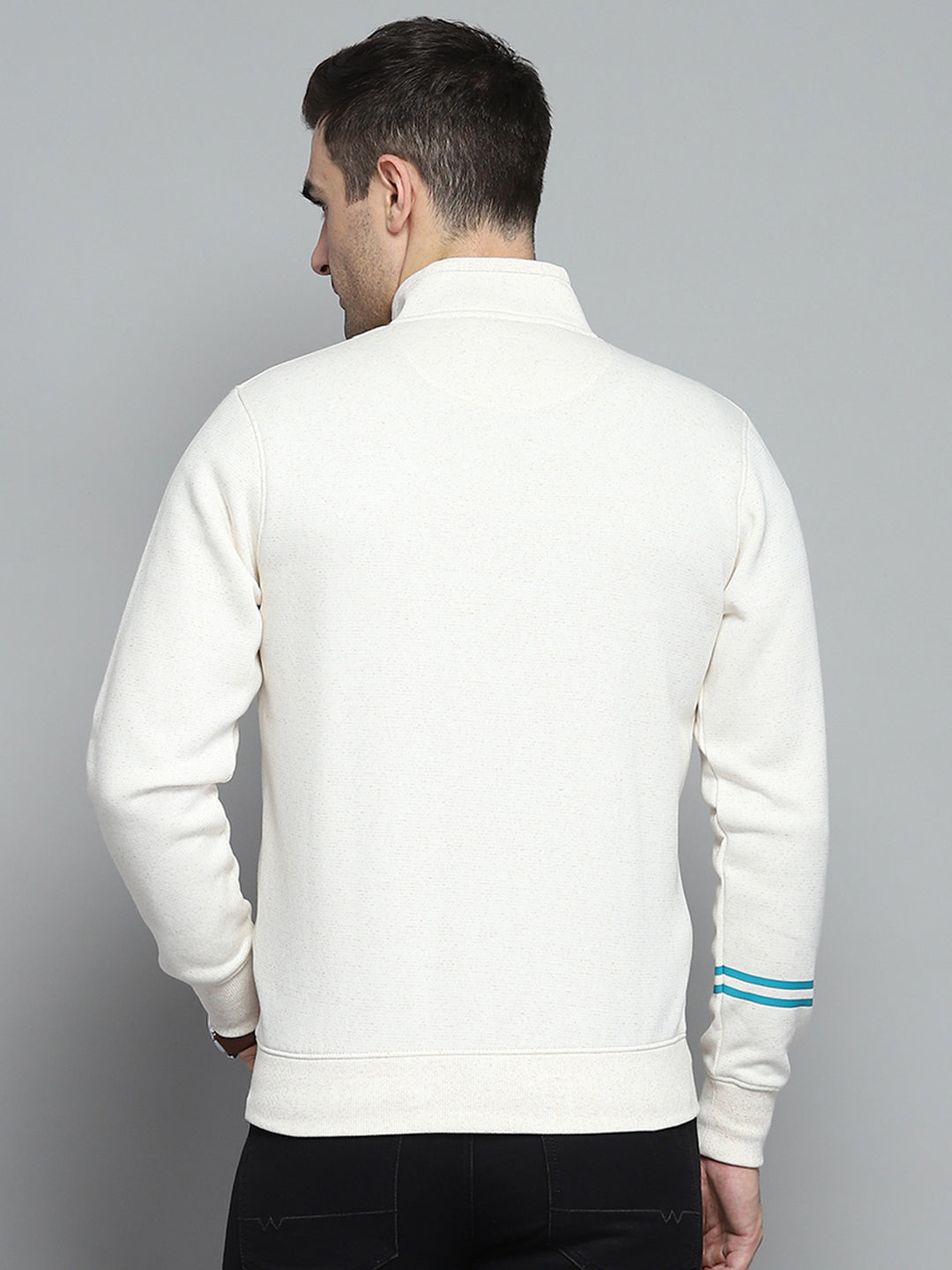 Men Grey Printed Turtle Neck Full Sleeve Sweatshirt