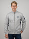 Men Grey Back Printed Collar Full Sleeve Sweatshirt