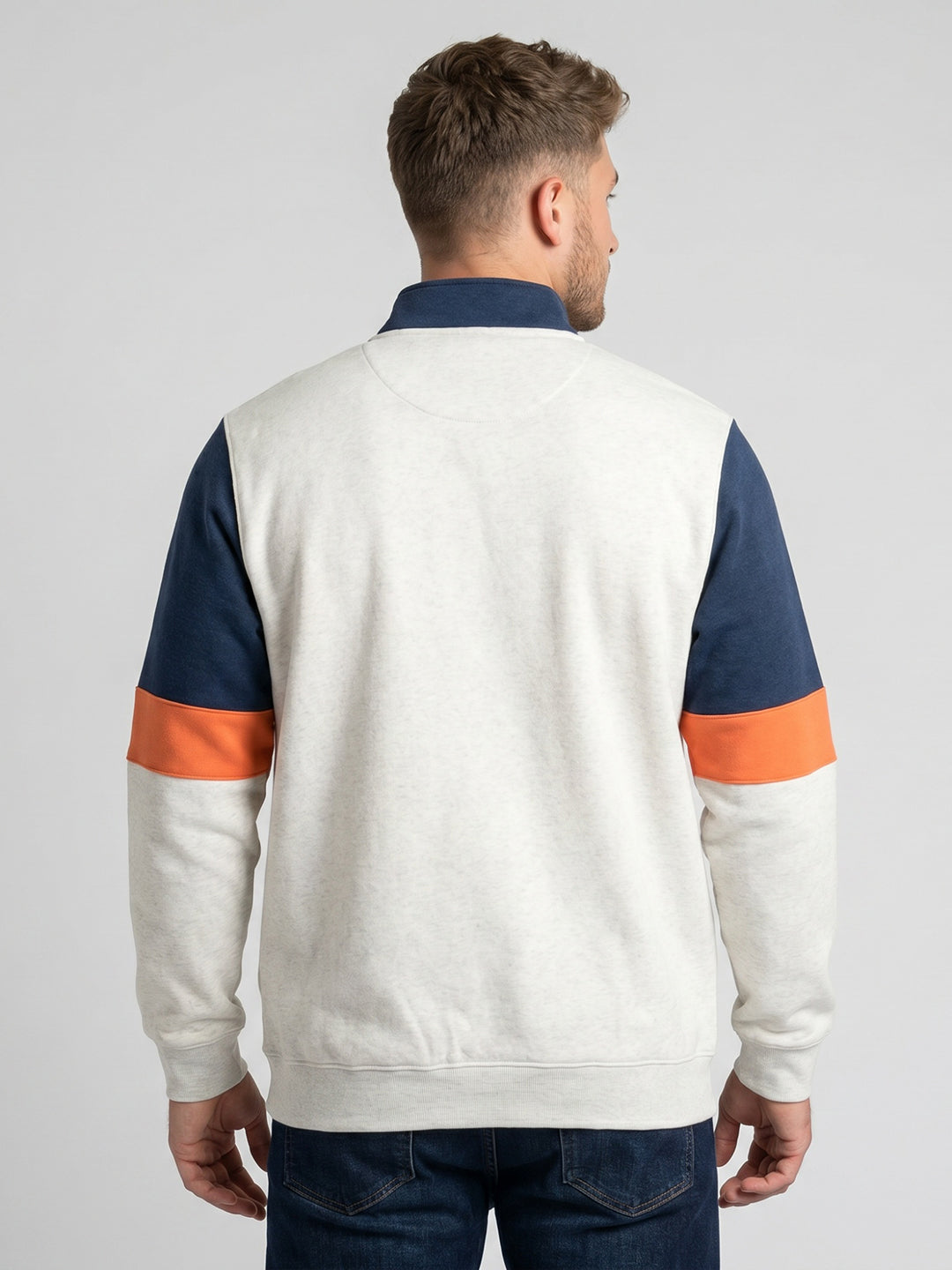 Men Blue Self Design Turtle Neck Full Sleeve Sweatshirt