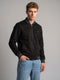 Men Black Solid Overlap Neck Full Sleeve Sweatshirt