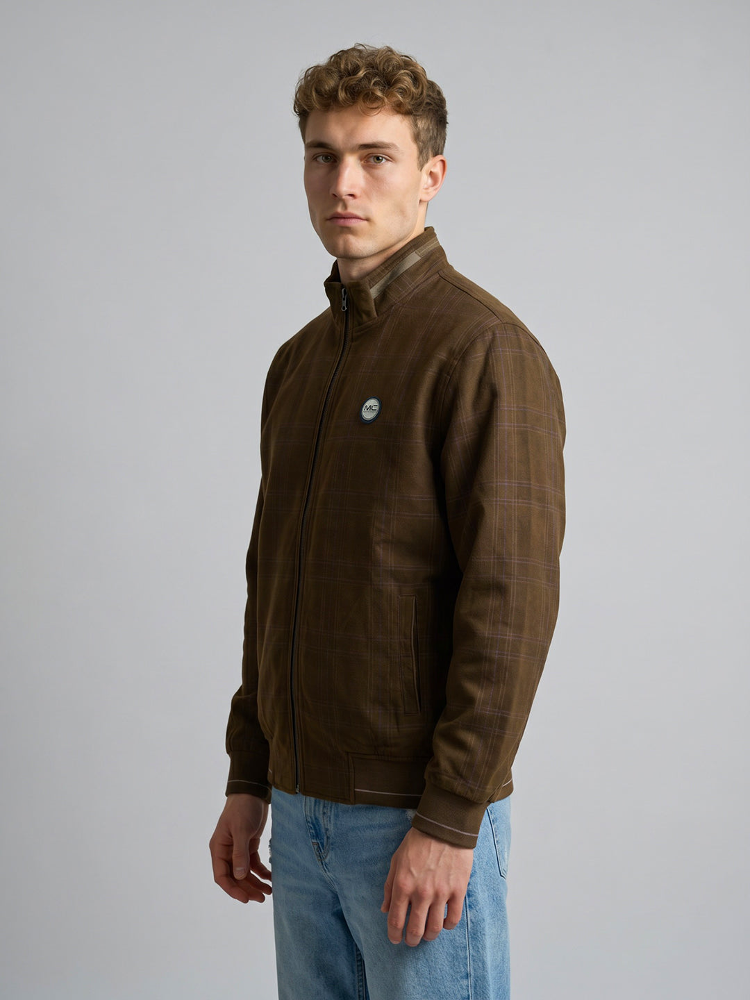 Men Brown Solid Turtle Neck Full Sleeve Sweatshirt
