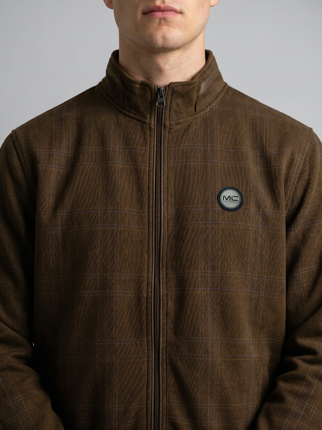 Men Brown Solid Turtle Neck Full Sleeve Sweatshirt