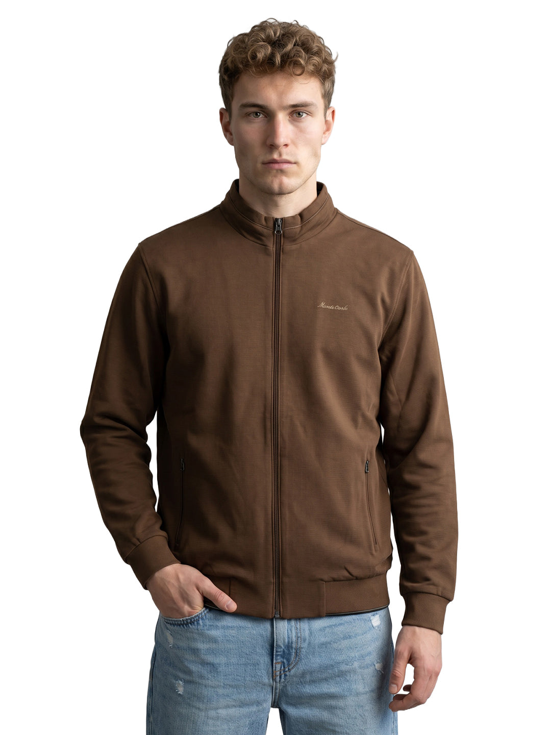 Men Black Jacquard Collar Full Sleeve Reversible Knitted Jacket