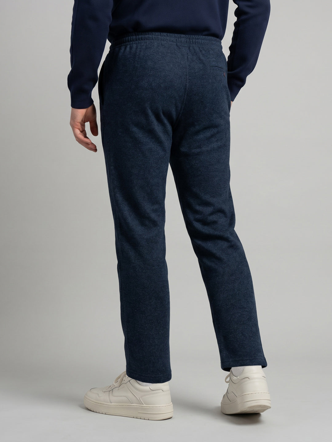 Men Navy Blue Solid Regular Fit Winter Lower