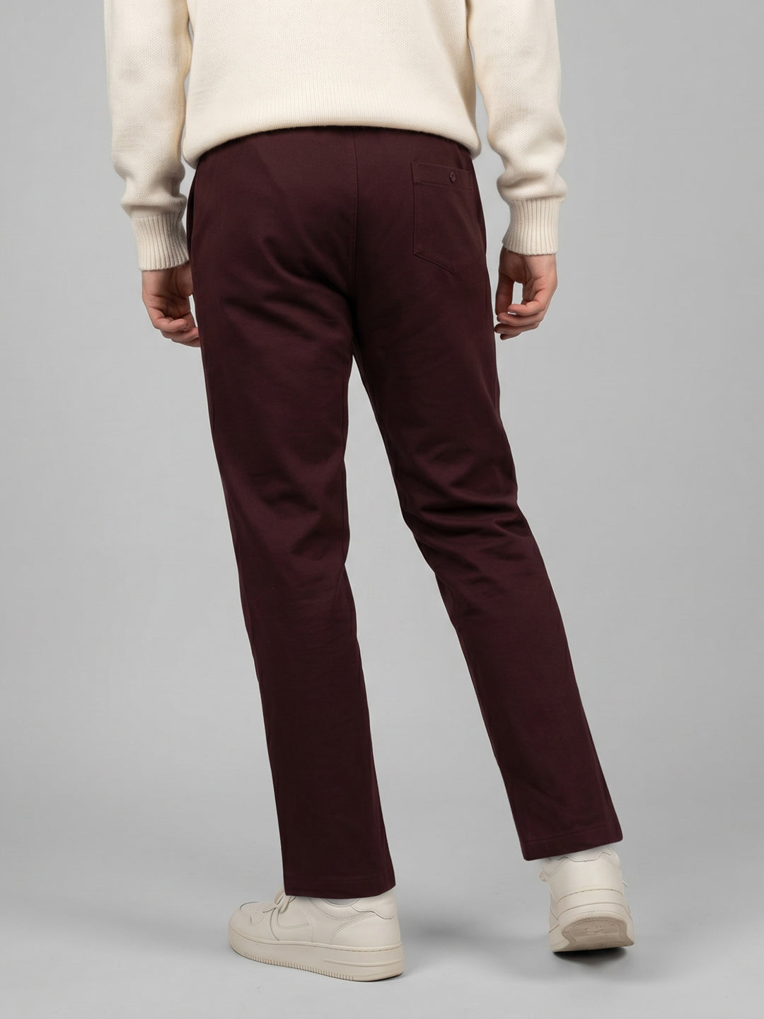 Men Maroon Solid Regular Fit Lower