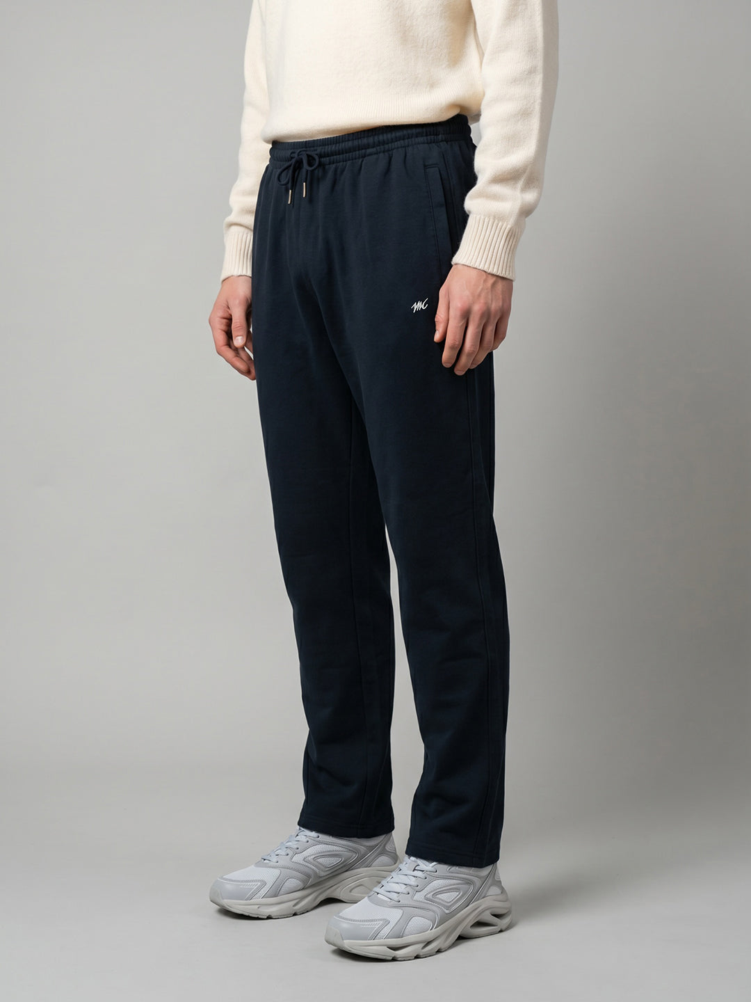 Men Navy Blue Solid Regular Fit Lower