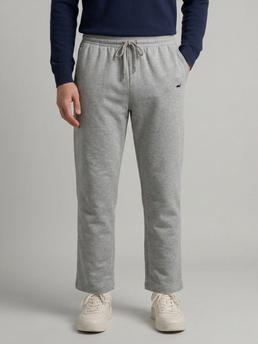 Men Grey Solid Regular Fit Lower