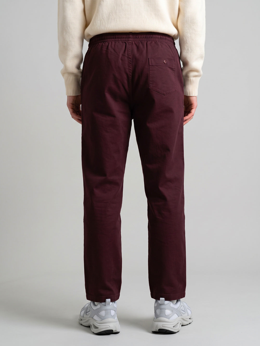 Men Maroon Solid Regular Fit Lower