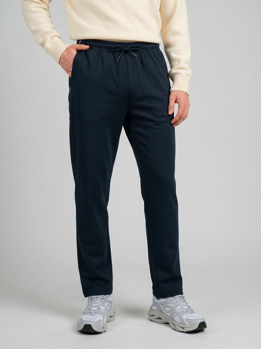 Men Navy Blue Solid Regular Fit Lower