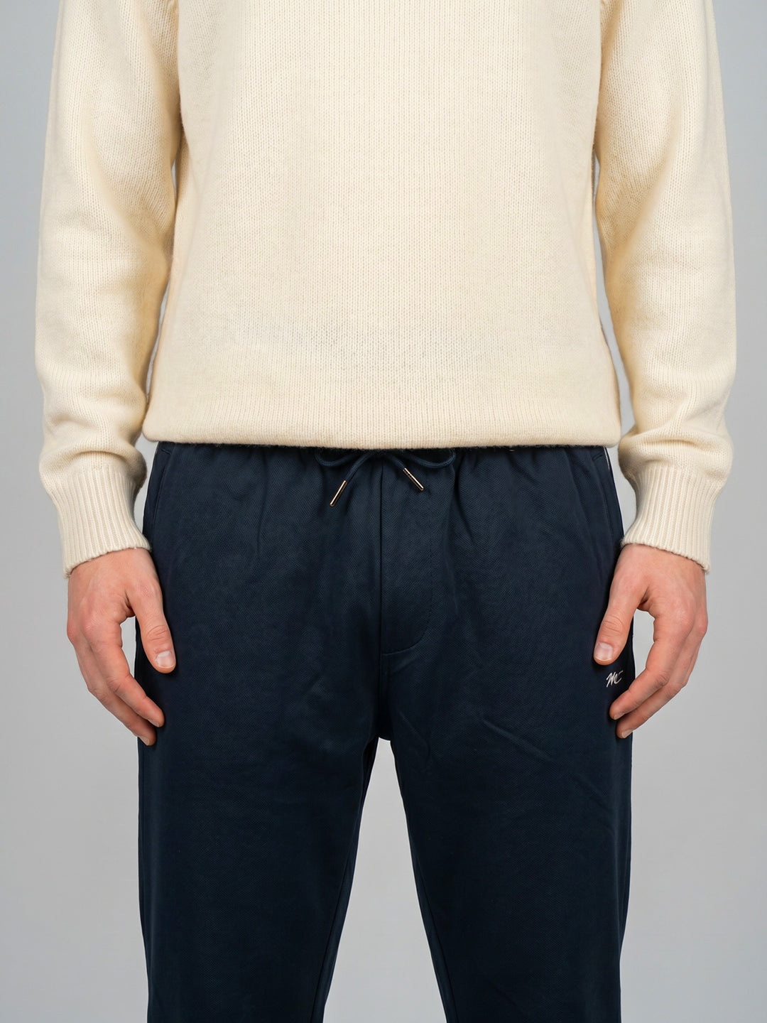 Men Navy Blue Solid Regular Fit Lower