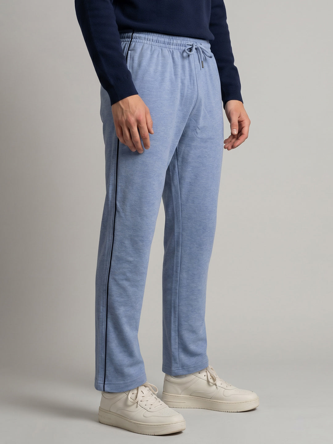Men Sky Blue Solid Regular Fit Lower