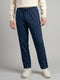 Men Navy Blue Solid Regular Fit Winter Lower