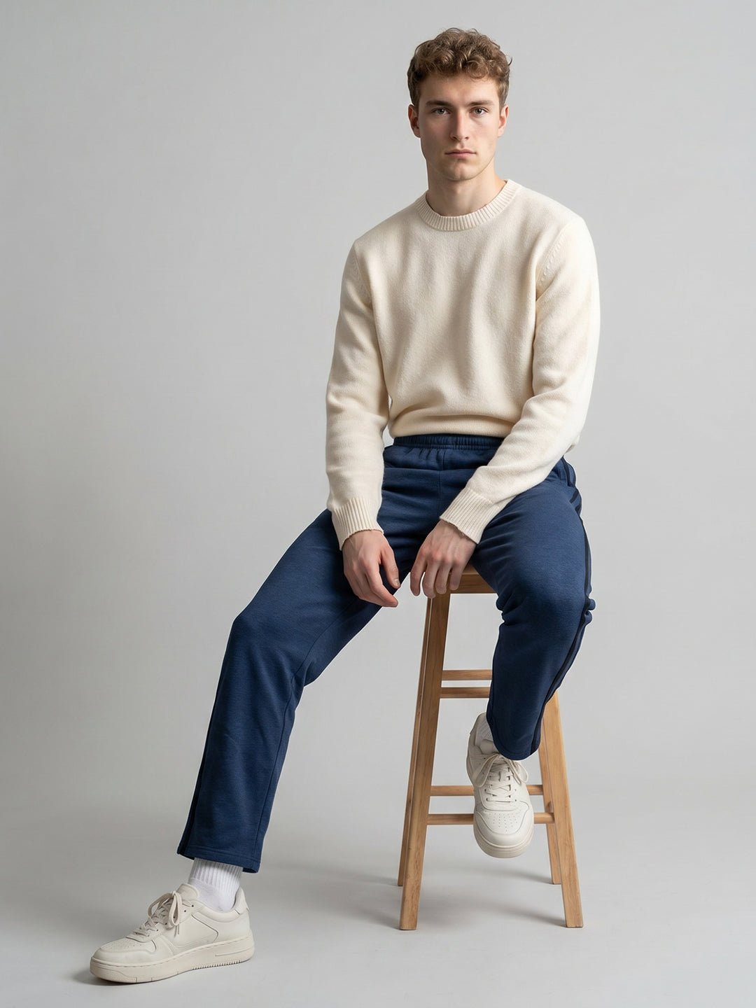 Men Navy Blue Solid Regular Fit Winter Lower