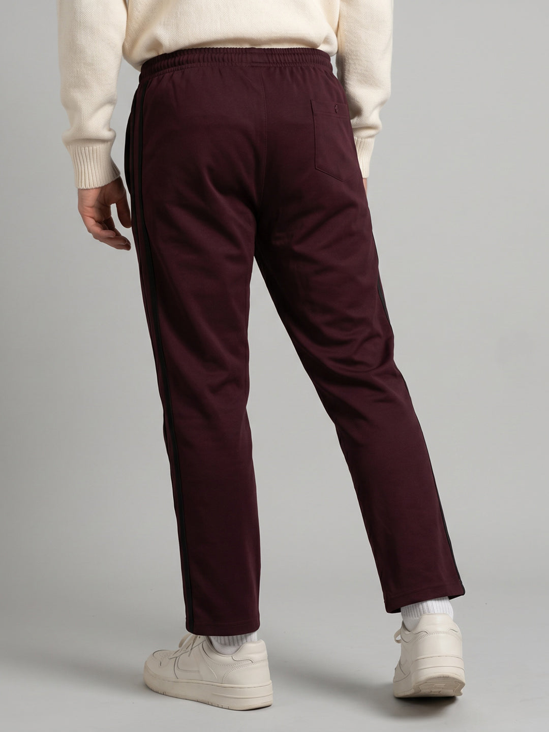 Men Maroon Solid Regular Fit Lower