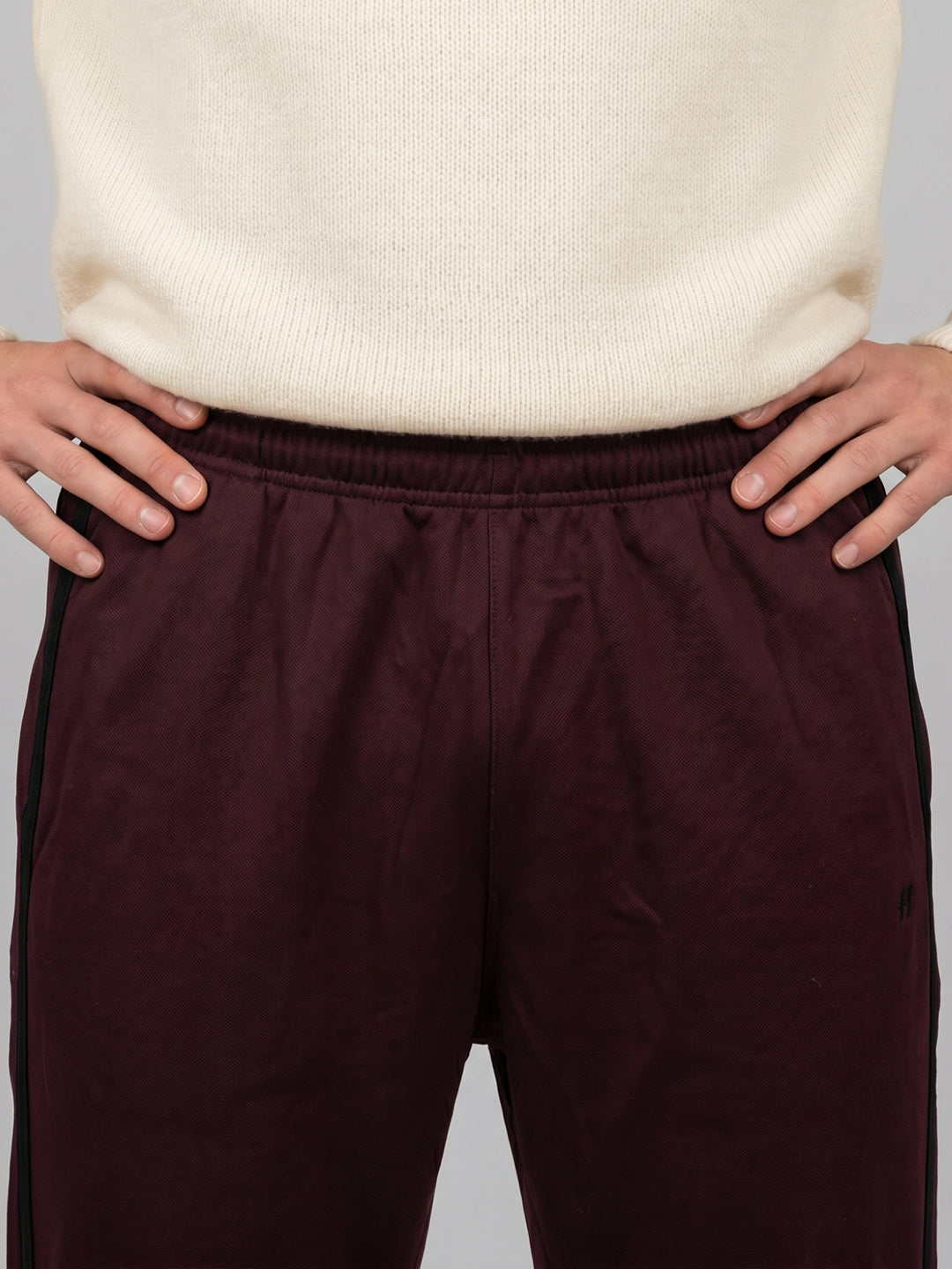 Men Maroon Solid Regular Fit Lower