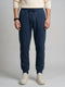 Men Navy Blue Solid Regular Fit Lower