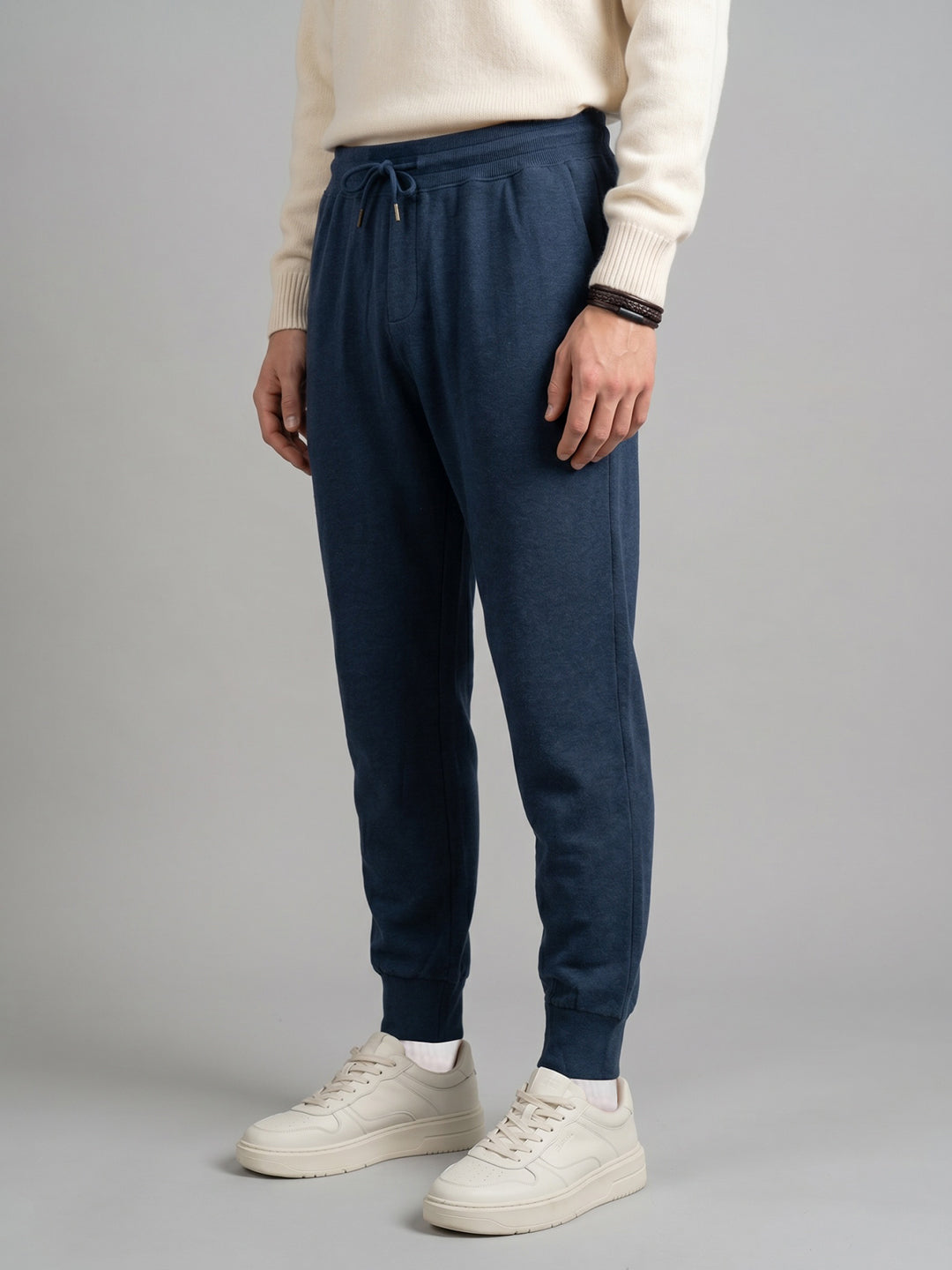 Men Navy Blue Solid Regular Fit Lower