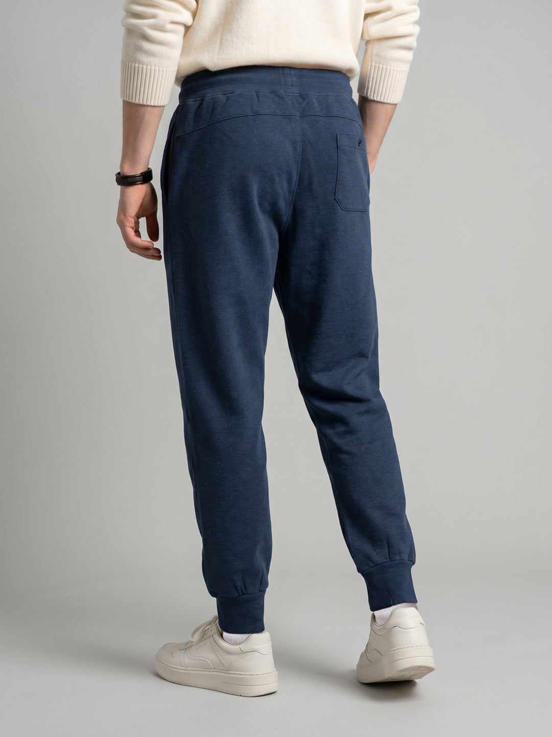 Men Navy Blue Solid Regular Fit Lower