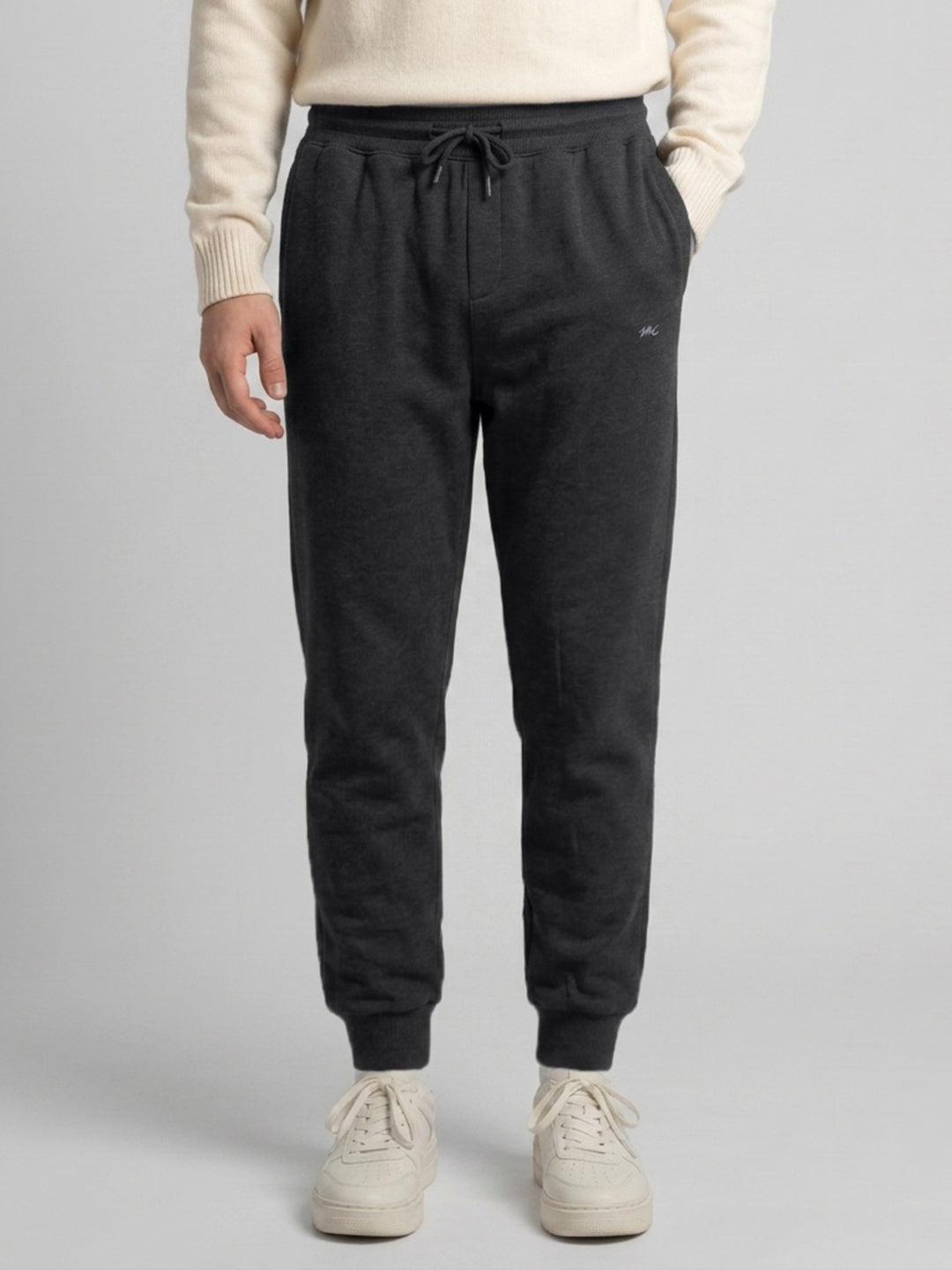 Men Grey Solid Regular Fit Lower