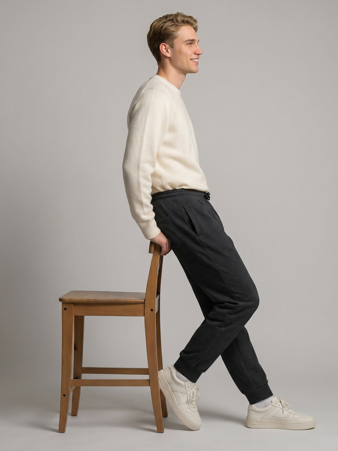 Men Grey Solid Regular Fit Lower