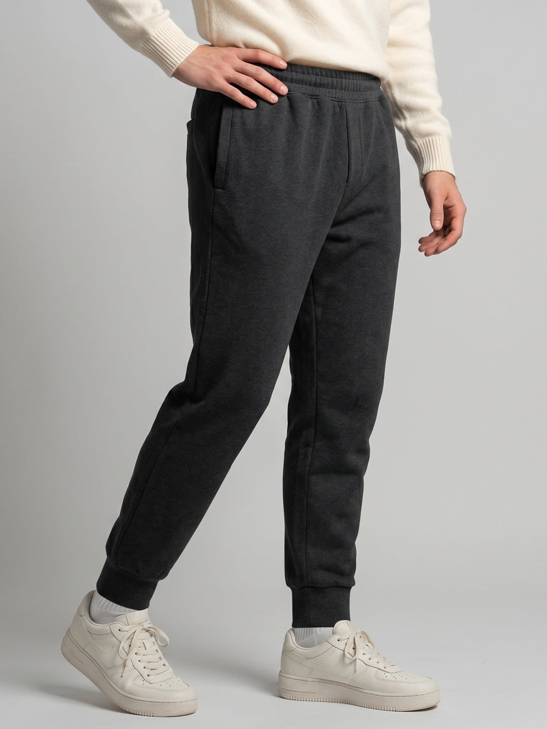 Men Grey Solid Regular Fit Lower