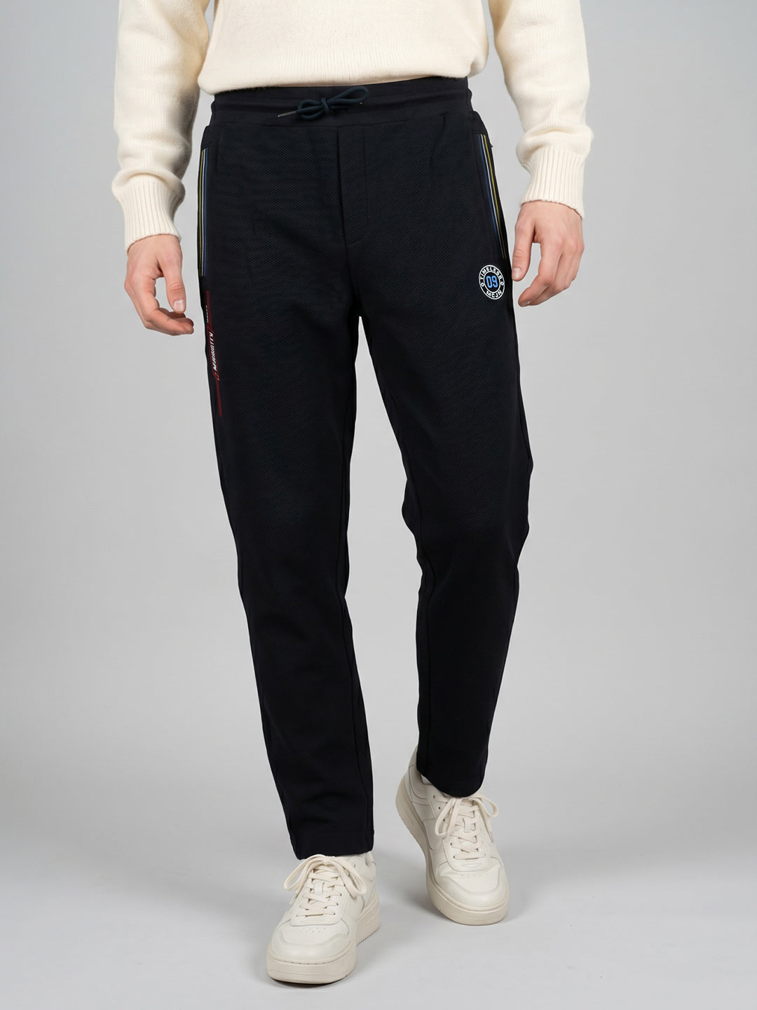 Men Navy Blue Solid Regular Fit Lower
