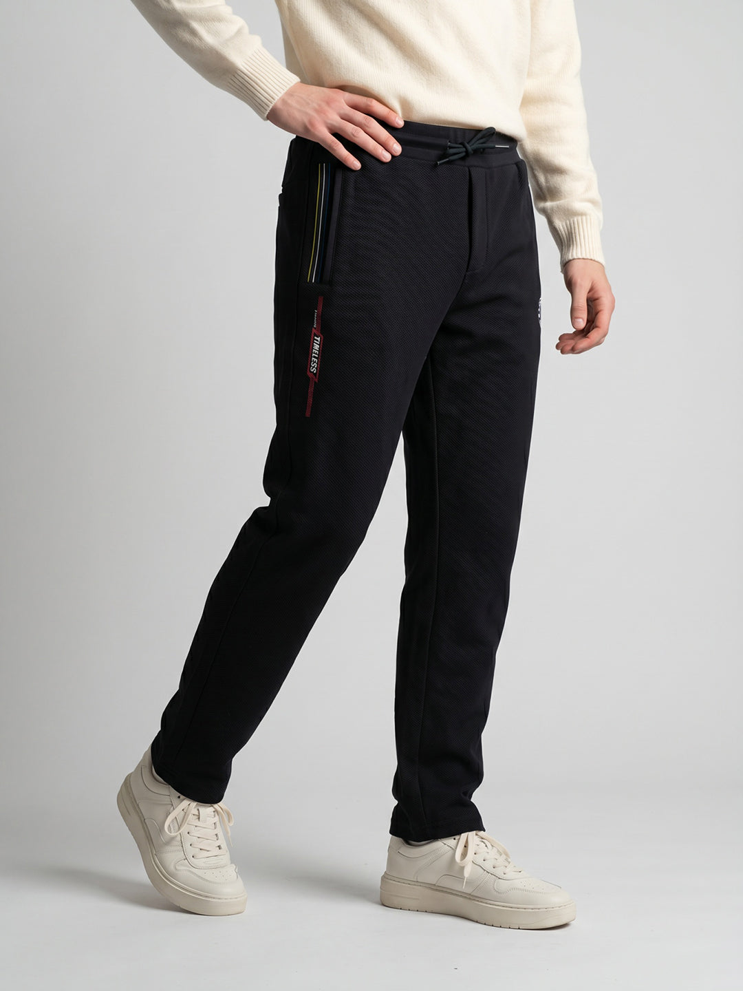 Men Navy Blue Solid Regular Fit Lower