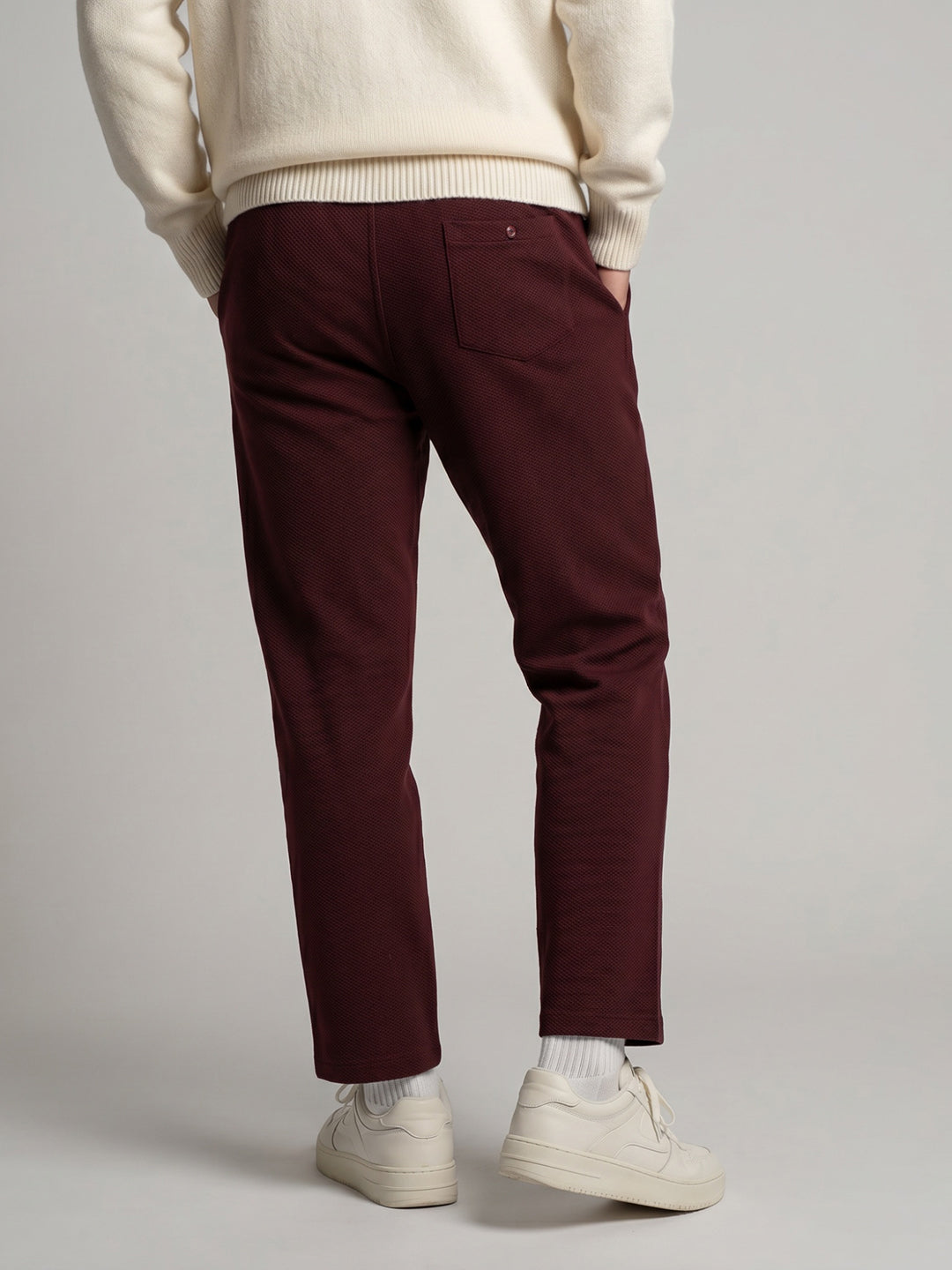Men Maroon Solid Regular Fit Lower