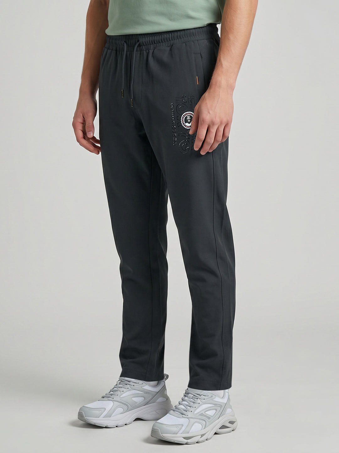 Men Grey Printed Regular Fit Winter Lower