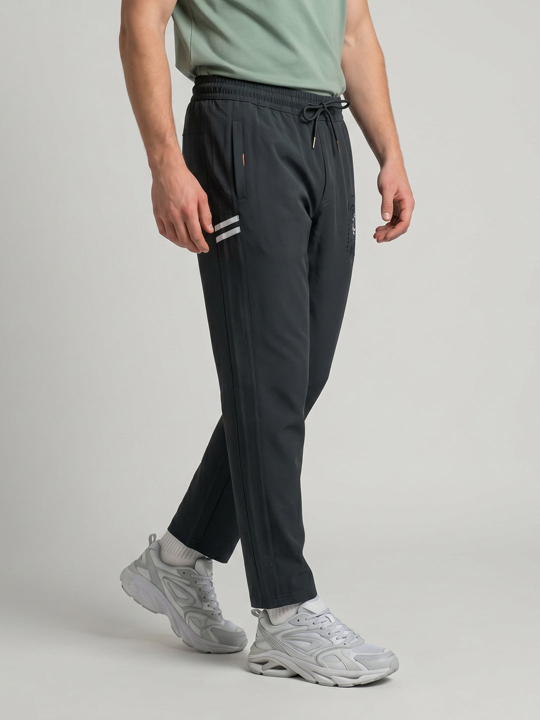 Men Grey Printed Regular Fit Winter Lower