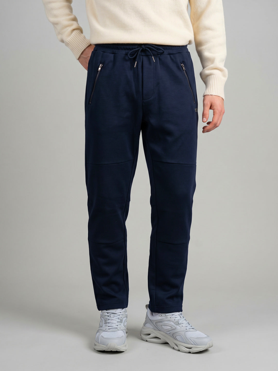 Men Navy Blue Solid Regular Fit Lower