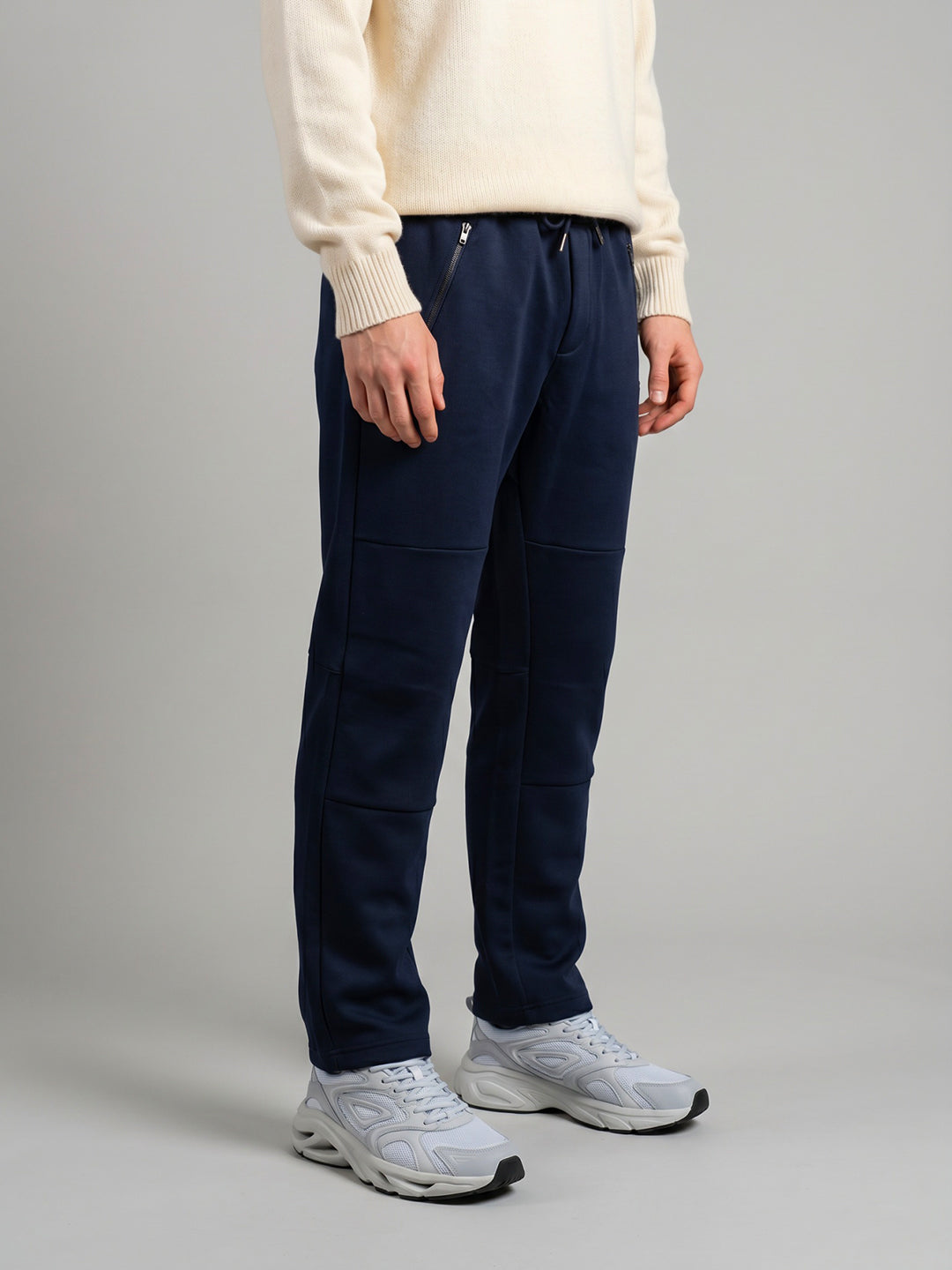 Men Navy Blue Solid Regular Fit Lower
