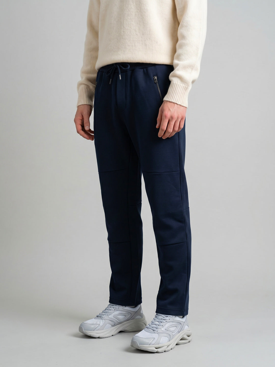 Men Navy Blue Solid Regular Fit Lower