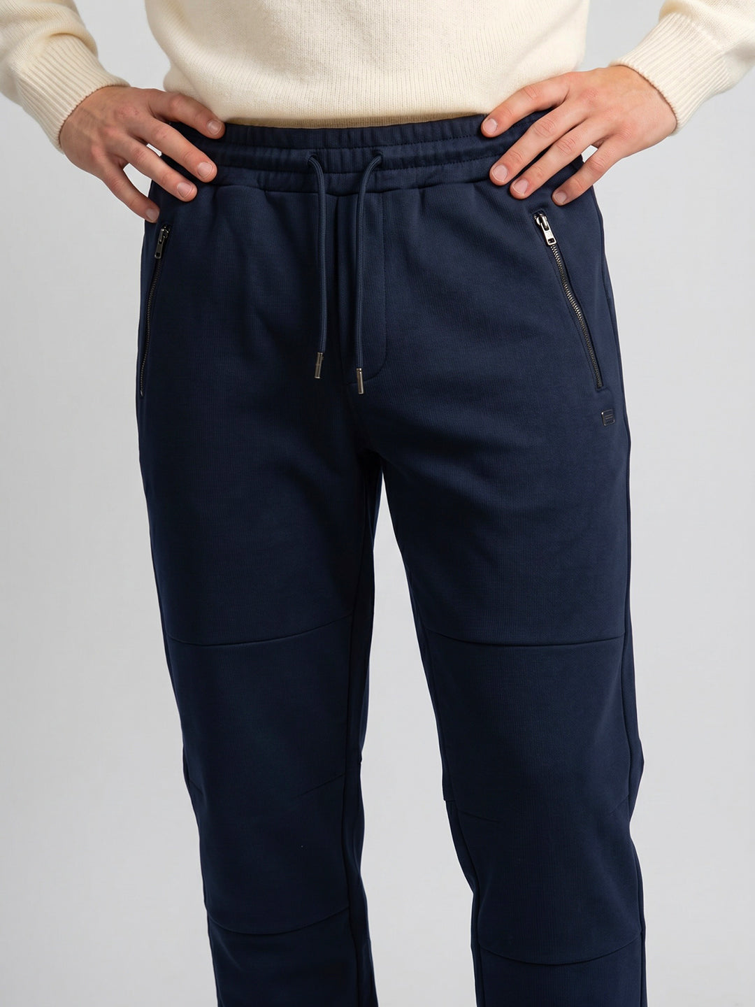 Men Navy Blue Solid Regular Fit Lower