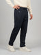 Men Navy Blue Solid Regular Fit Lower