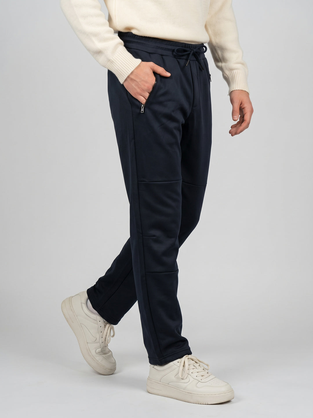 Men Navy Blue Solid Regular Fit Lower