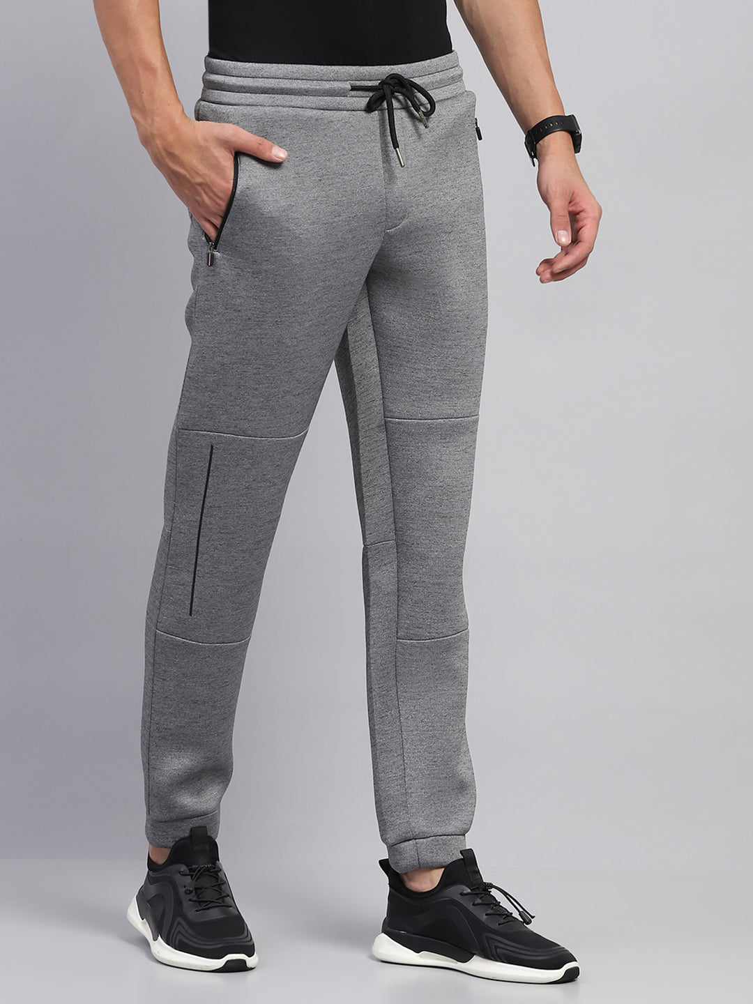 Men Grey Printed Regular Fit Winter Lower