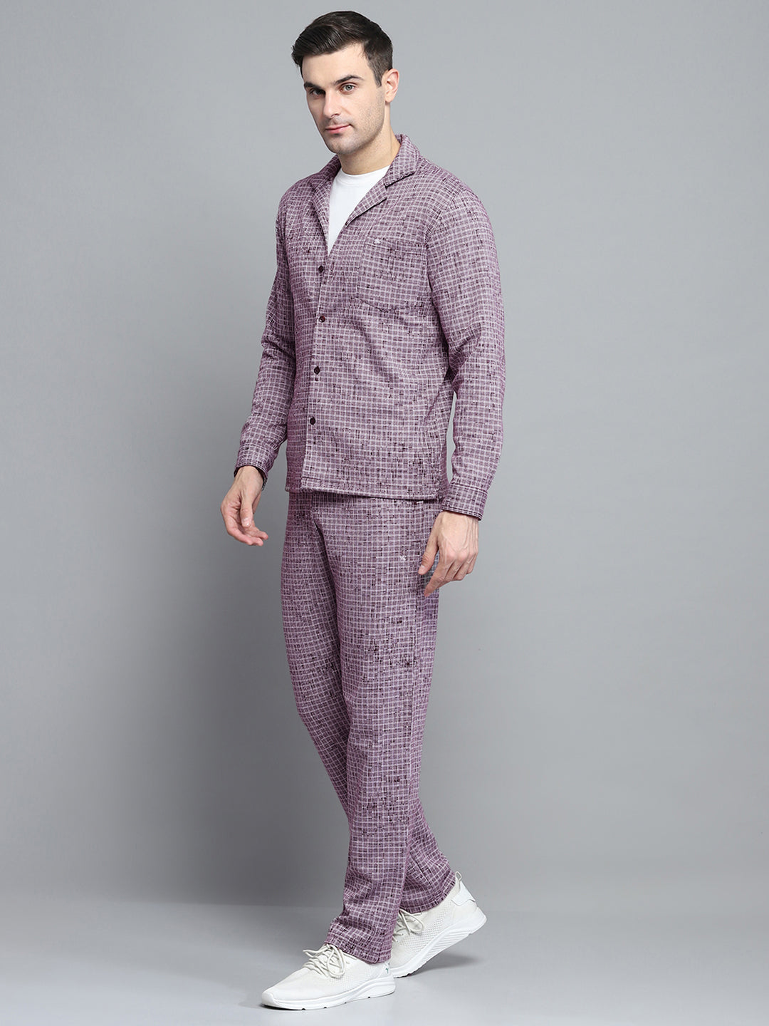 Men Maroon Solid Collar Full Sleeve Winter Tracksuit