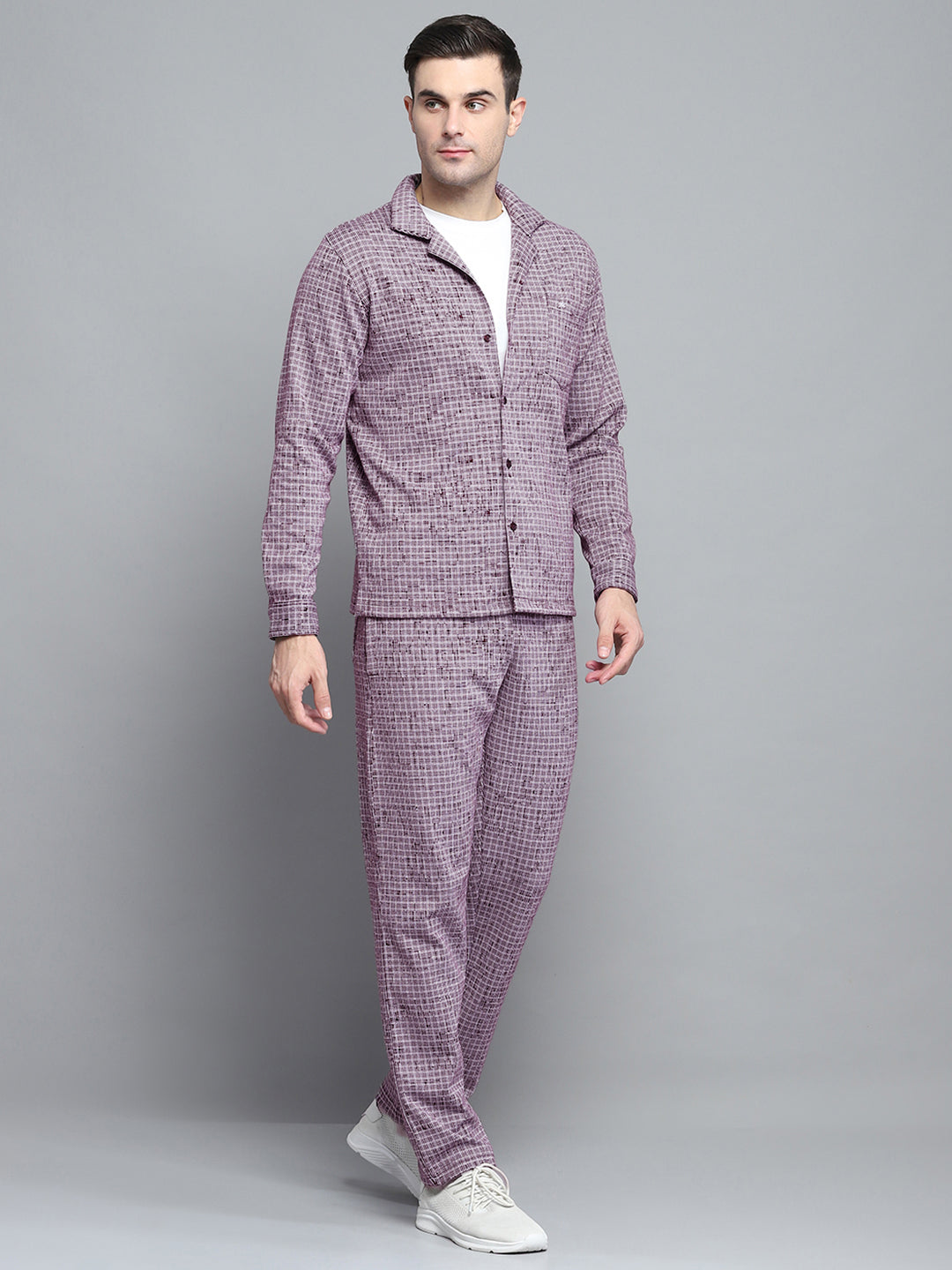 Men Maroon Solid Collar Full Sleeve Winter Tracksuit