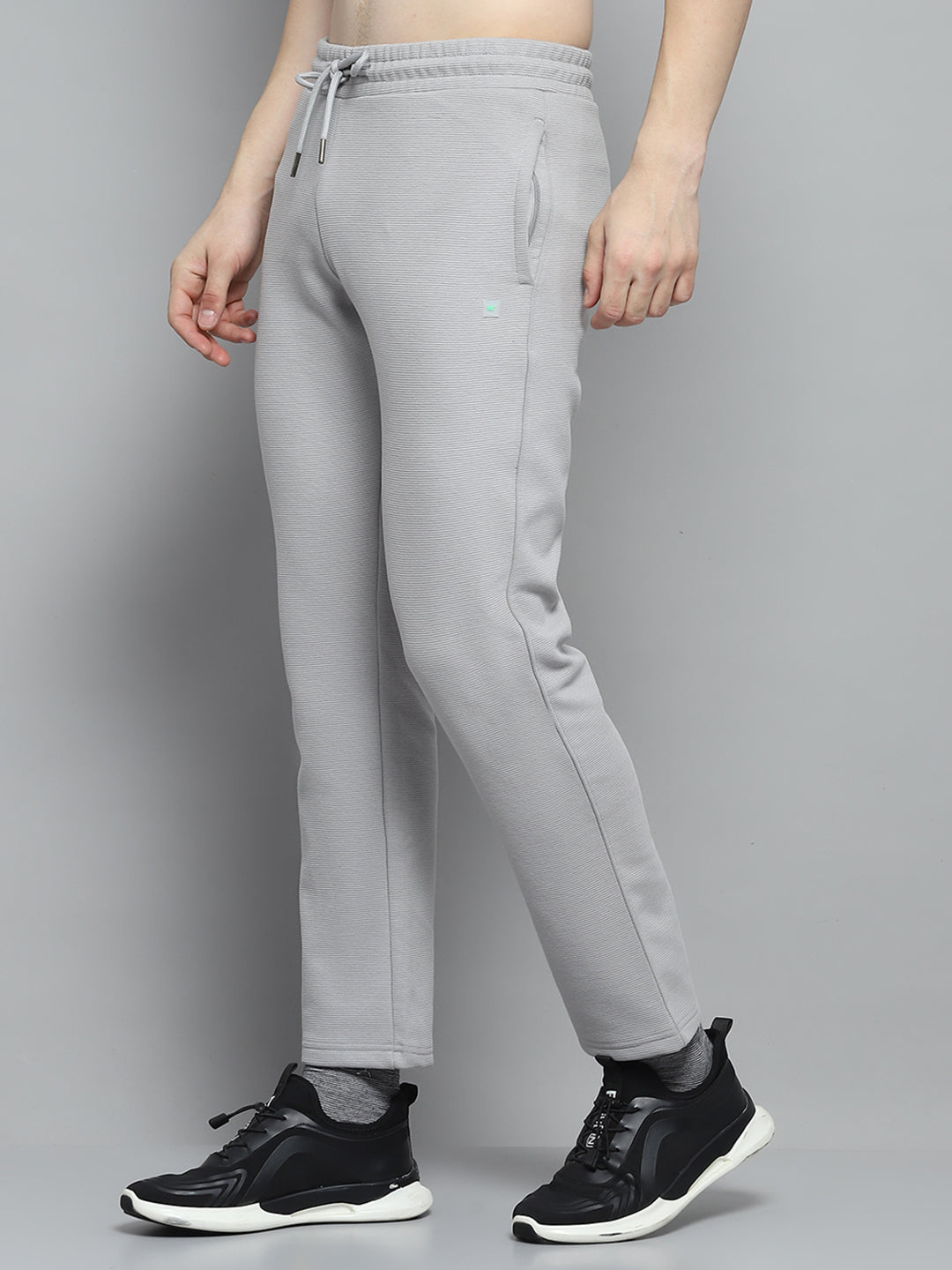 Men Grey Printed Hooded Full Sleeve Winter Tracksuit