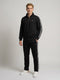 Men Black Solid Collar Full Sleeve Winter Tracksuit