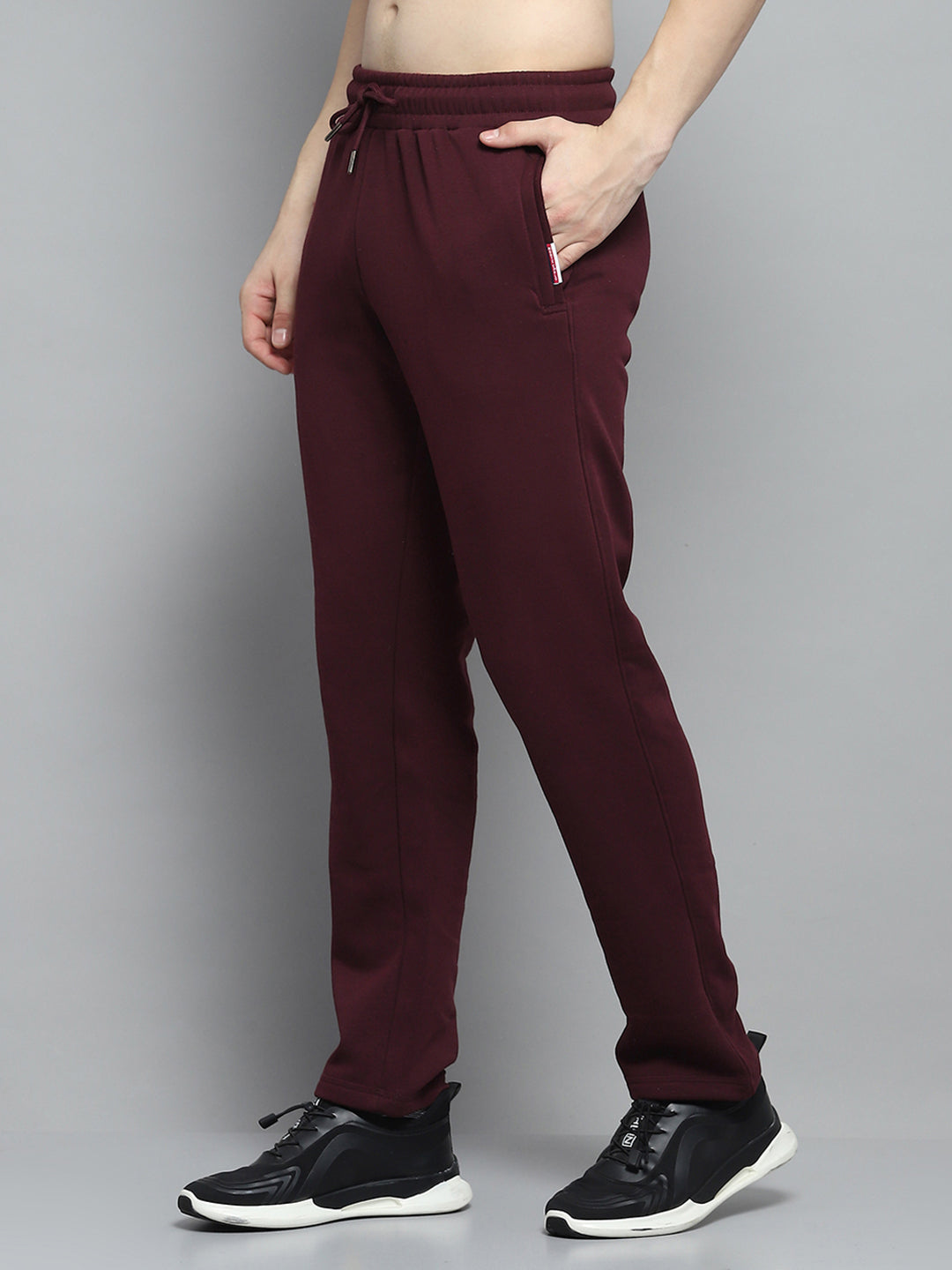 Men Maroon Solid Collar Full Sleeve Winter Tracksuit