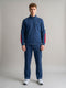 Men Blue Solid Collar Full Sleeve Winter Tracksuit