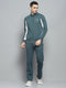 Men Green Printed Mock Neck Full Sleeve Winter Tracksuit