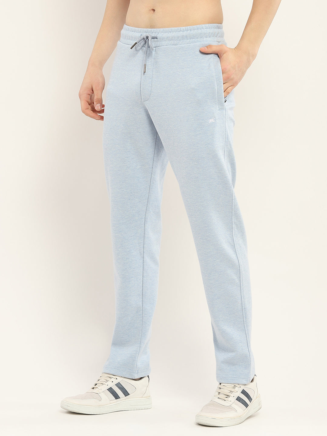 Men Blue Self Design Collar Full Sleeve Winter Tracksuit