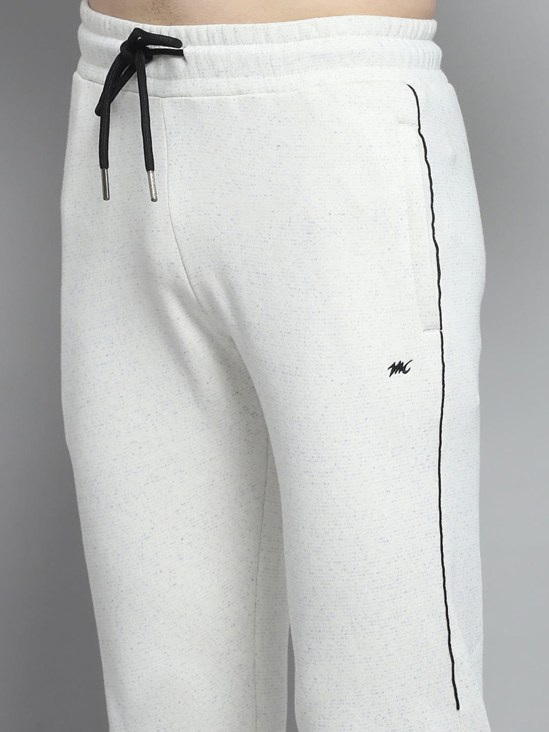 Men Off White & Black Printed Hooded Full Sleeve Winter Tracksuit