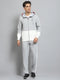 Men Grey Self Design Hooded Full Sleeve Winter Tracksuit