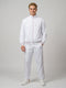 Men White Solid Collar Full Sleeve Winter Tracksuit